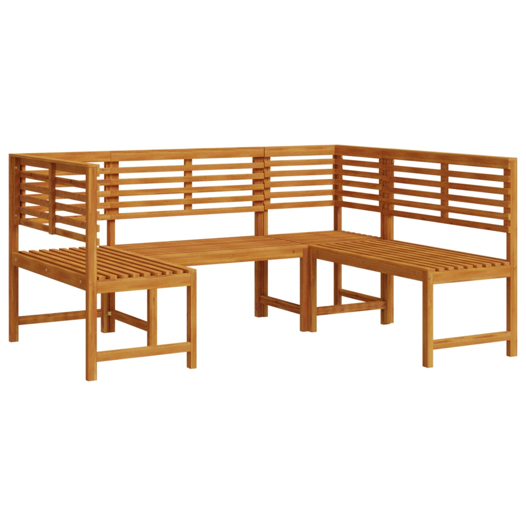 Set Panchina da Giardino in 3 Pezzi in Legno Massello di Acacia