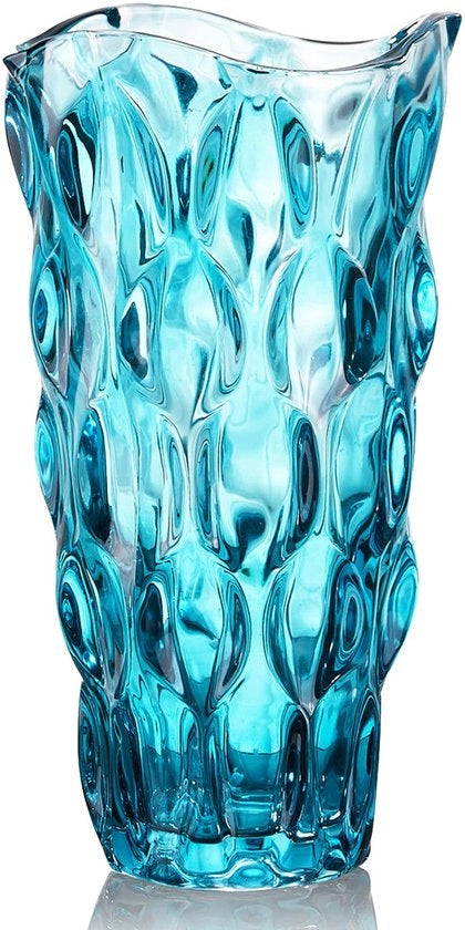 Vaso di vetro per fiori 24 cm, peso 3,4 lbs, vaso pesante per tulipani - Regali per madri per compleanni, idee regalo per madri Vaso di vetro per fiori Vaso di vetro trasparente Decorativo per matrimoni (blu)