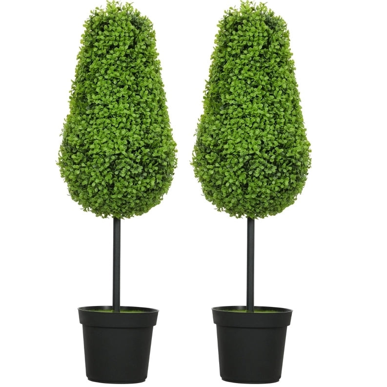 Bosso artificiale set da 2, 90 cm, in plastica verde per interno ed esterno