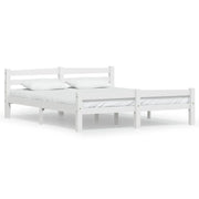 Letto matrimoniale | Letto per adulti | Giroletto senza Materasso Bianco 160x200 cm in Legno di Pino