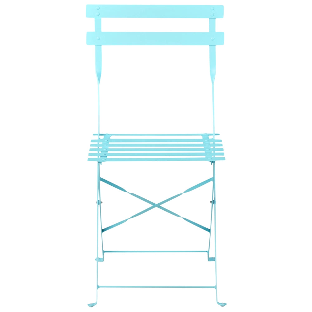 Set da Esterno 3 pezzi Tavolino e 2 Sedile Pieghevoli in Metallo Blu