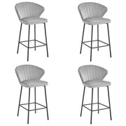 Sgabello Valora GATTA in velluto grigio argento con gambe nere per cucina x4