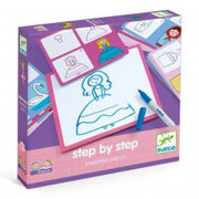 Set disegno Step by Step,Josephine  and Co, impara a disegnare le principesse,Djeco,Eta 4-6 anni