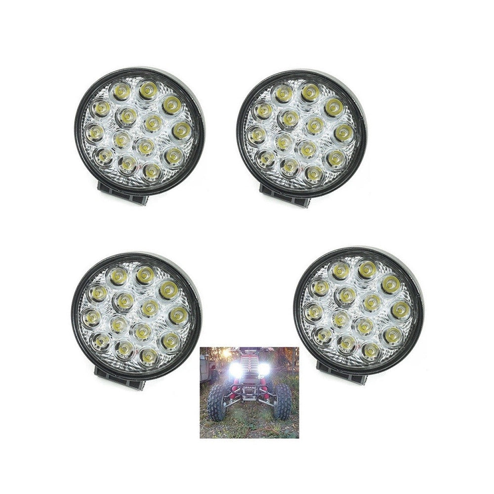 Trade Shop - 4x 42w Led Luce Faro Lampada Da Lavoro Faretto Auto Barca Camion Klw Suv 12v 24v -