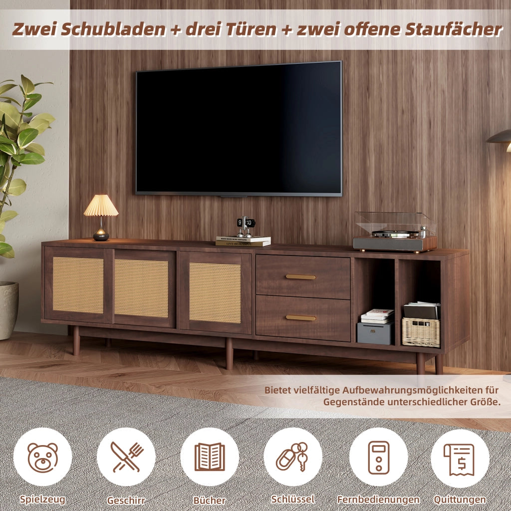 MOBILE TV 190x40x52 cm MDF Marrone con 2 Cassetti e 3 Ante
