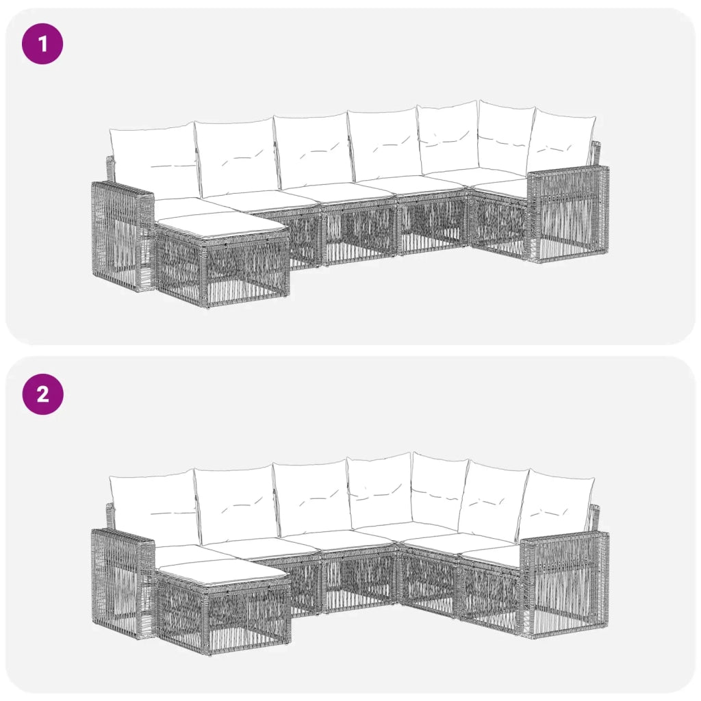Set Divano da Giardino 7 pcs Grigio e Grigio Scuro polyrattan 3435197