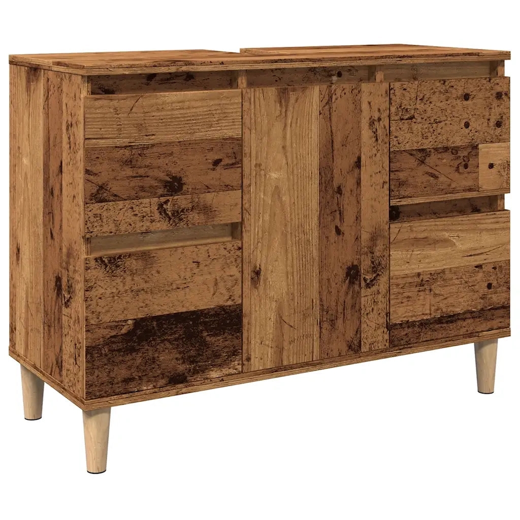 Mobile Lavabo-Armadietto da bagno Legno Antico 80x33x60 cm in Legno Multistrato 759213