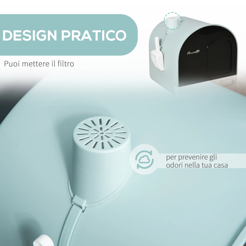 Lettiera per Gatti Chiusa con Filtri ¨C zephmum ¨C Verde PP 43x44x47cm