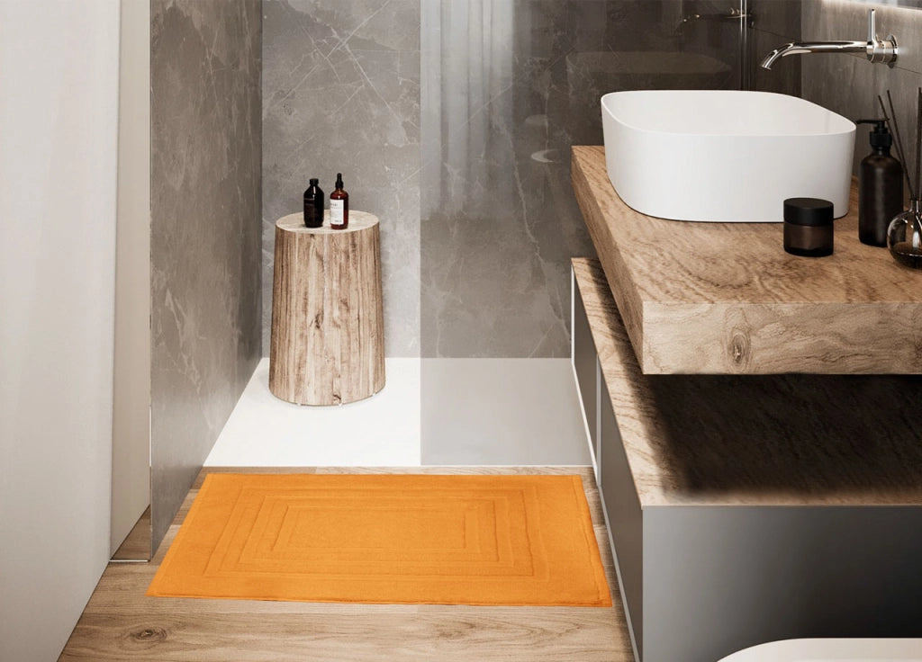 Tappeto Casa Bagno Morbido 50x65cm Tinta Unita 100% Cotone Modello Sophie - Tappeto - Arancio