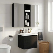 Armadio da bagno a muro Rovere Nero 20 x 10 x 60,5 cm 889288