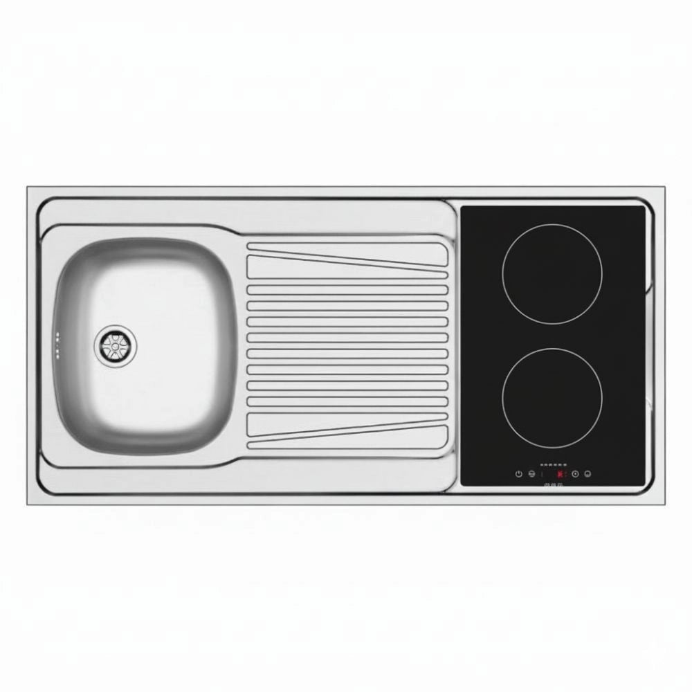 Lavello monoblocco reversibile Indiano120 1 vasca con foro per piano cottura da 30 cm. inox