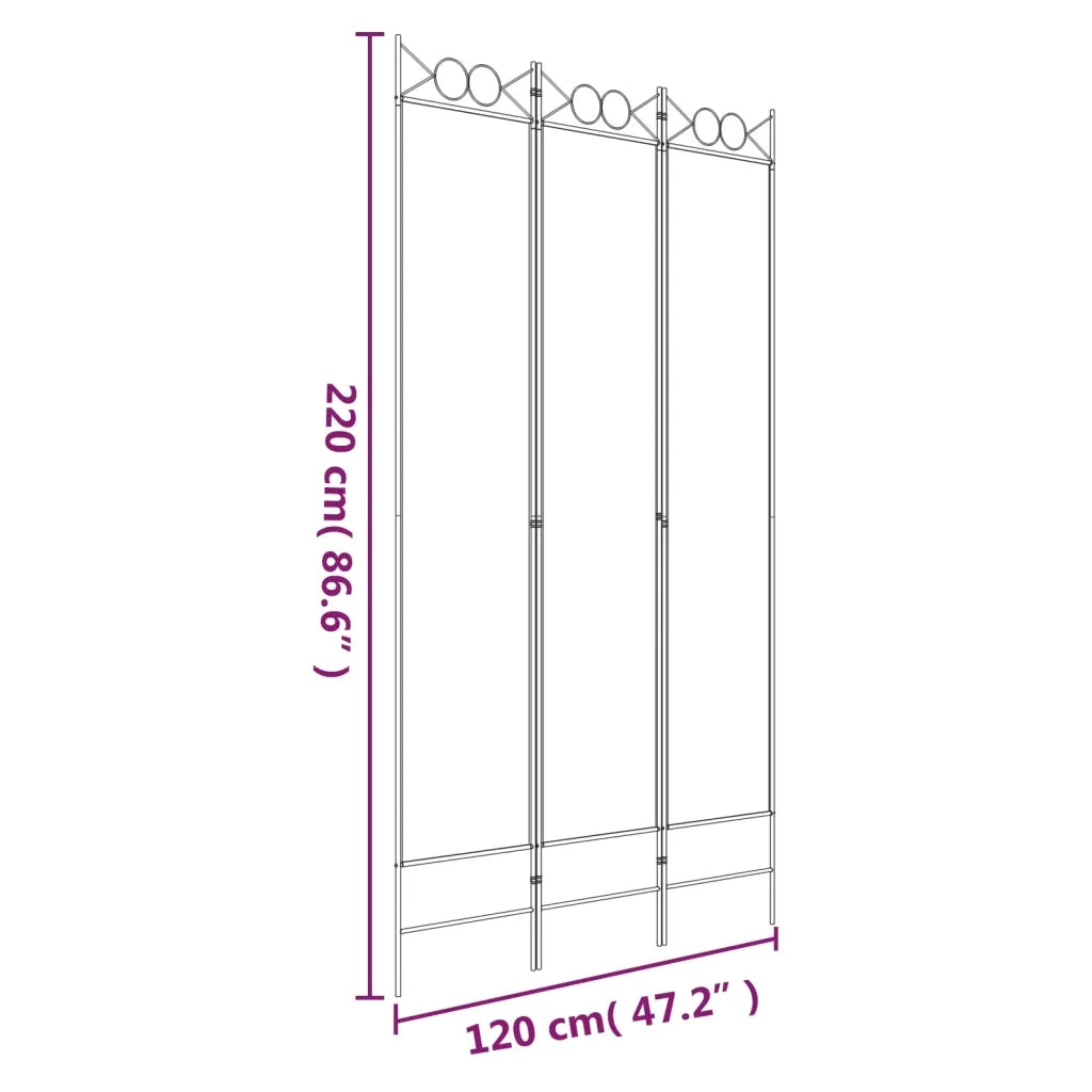 Divisorio a 3 Pannelli Antracite 120x220 cm in Tessuto 350164