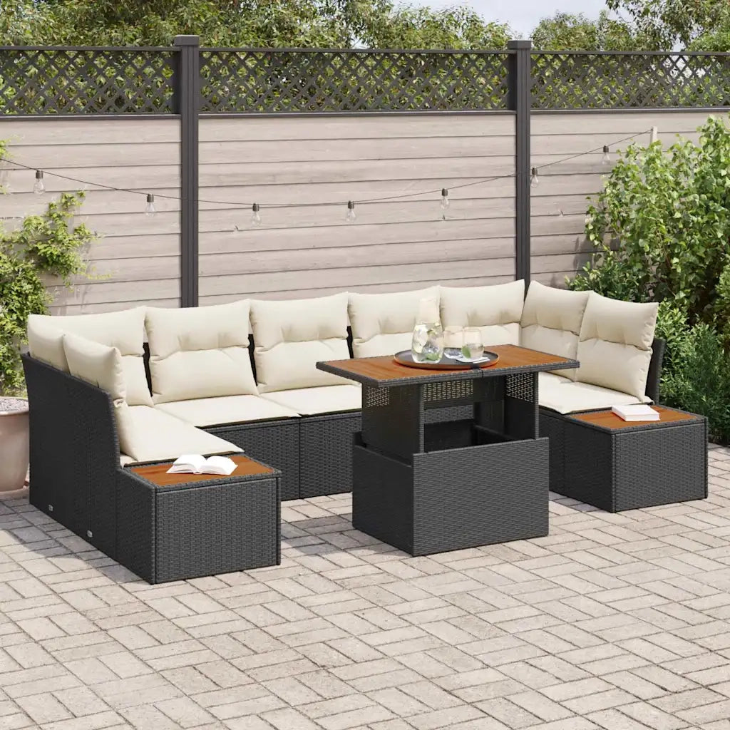 Set Divano da Giardino con archiviazione 8 pcs Nero Poly Rattan 3358781