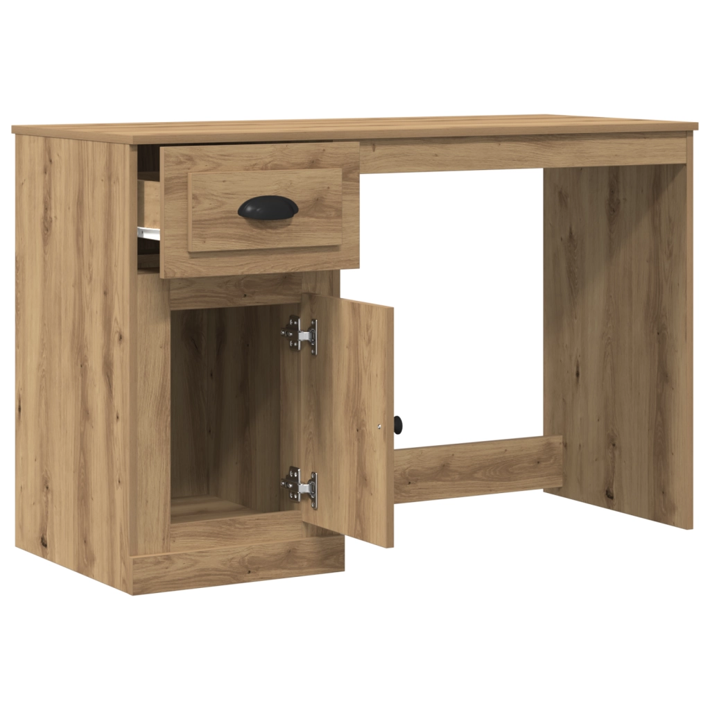 Scrivania  con spazio di archiviazione in rovere artigianale 50x115x75 cm in legno ingegnerizzato