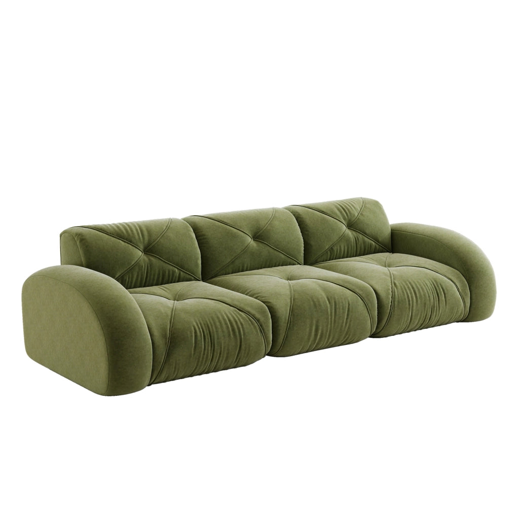 Divano modulare senza telaio in chenille verde