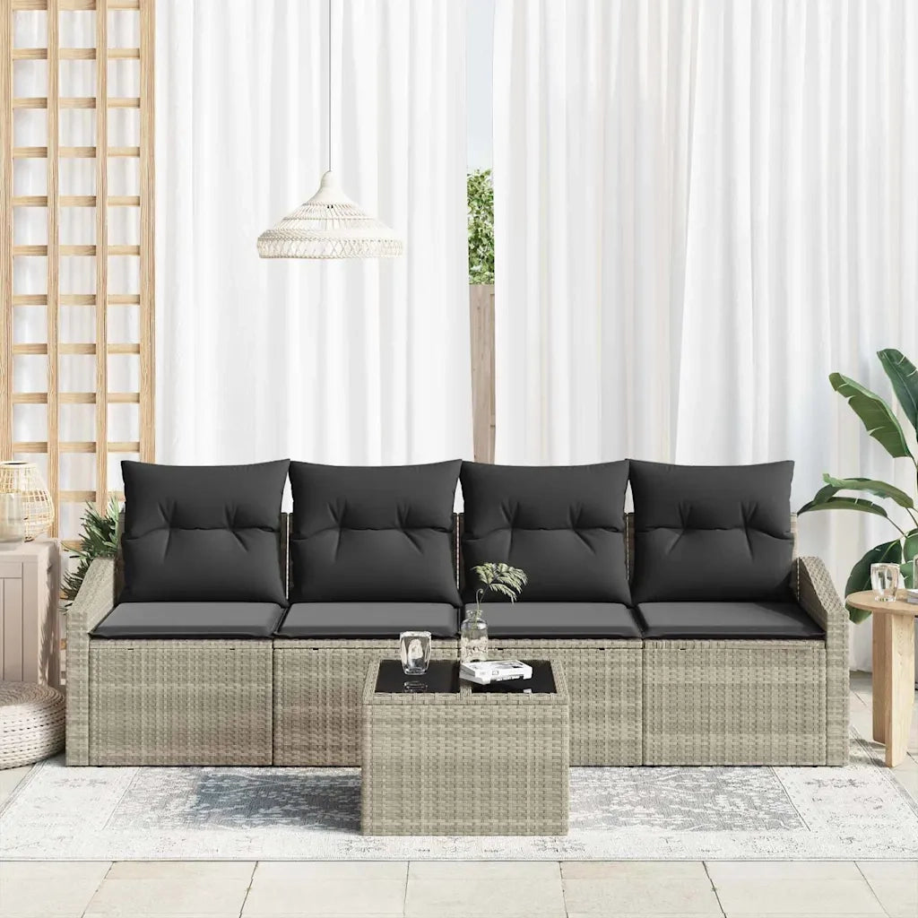 Set di divani 5 pcs Grigio chiaro e grigio scuro polyrattan