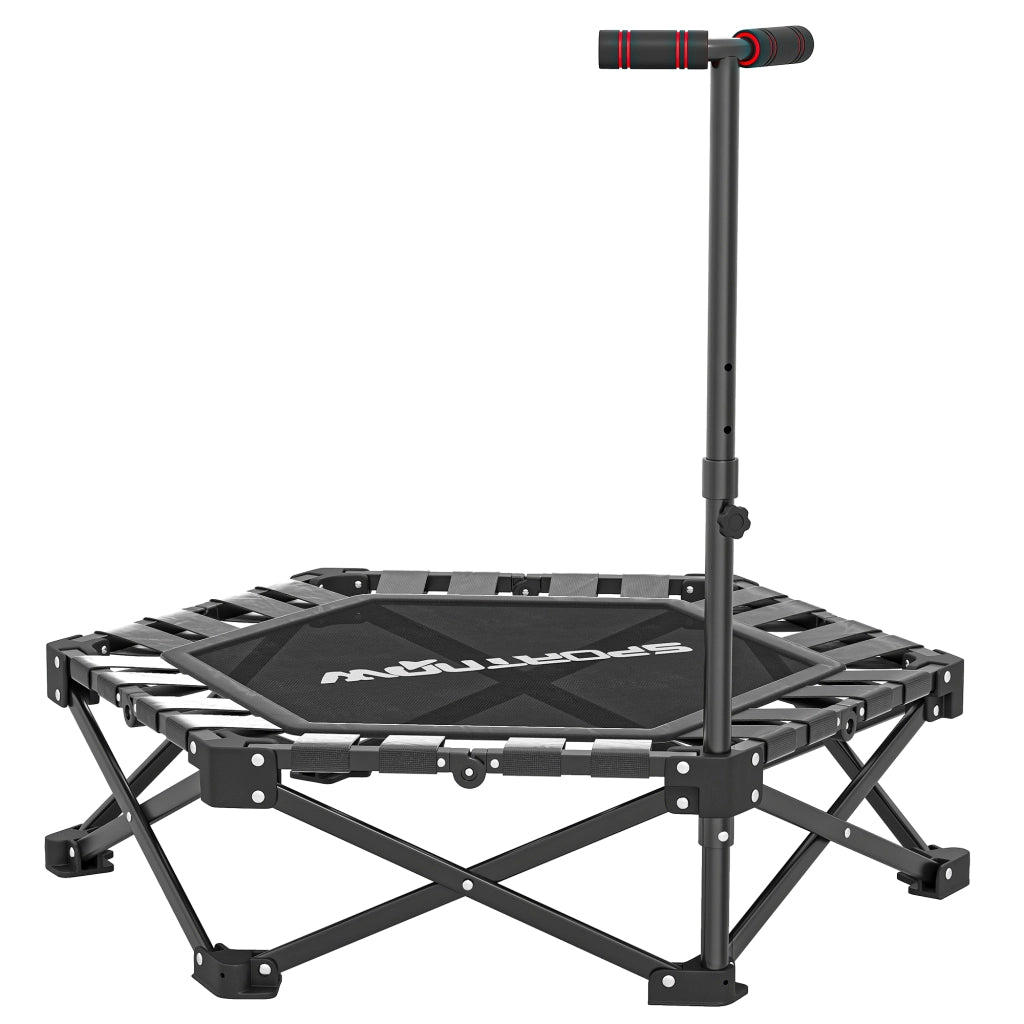 Trampolino Fitness Plegabile 104 cm con Barra Regolabile ¨C zephmum ¨C Grigio/Metallo/104x104x114 cm