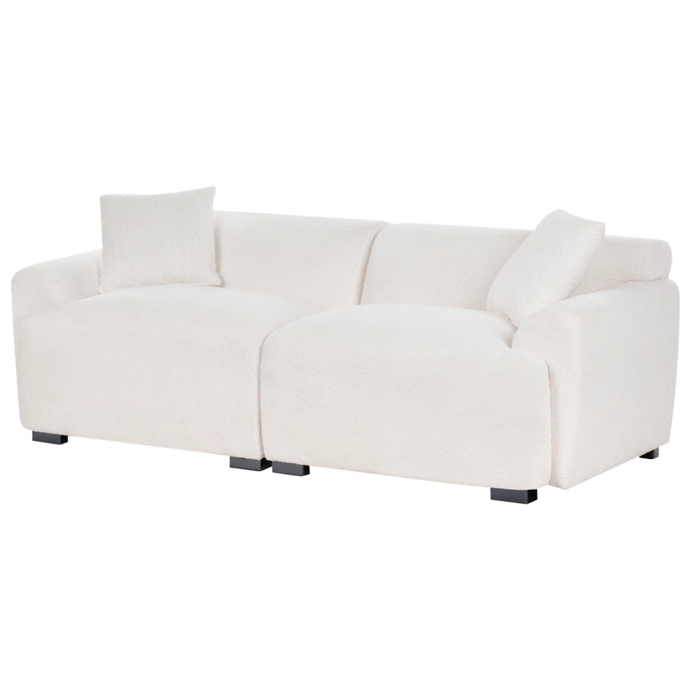 Divano a 3 posti in poliestere Boucle bianco sporco Divano con cuscini aggiuntivi Arredamento moderno minimalista per il soggiorno
