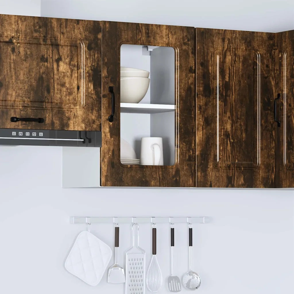 Pensile da Cucina con Porta in Vetro Kalmar Rovere Fumo 853532