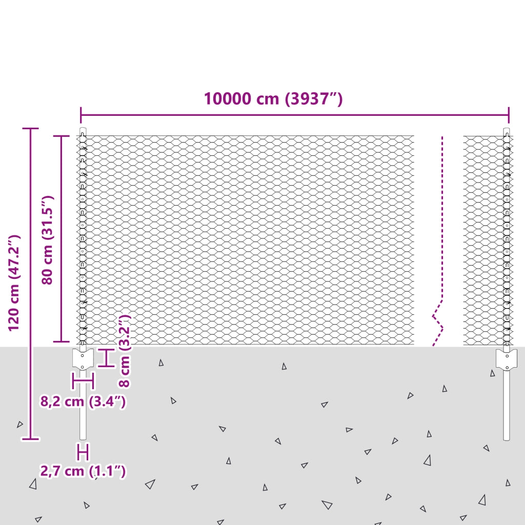Posti per Recinzione  11 pz U-Channel Grigio 80 cm Acciaio