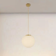 Trade Shop - Lampadario A Sospensione Oro Con Sfera Vetro Bianco Attacco E27 Moderno Minimal 33504 -