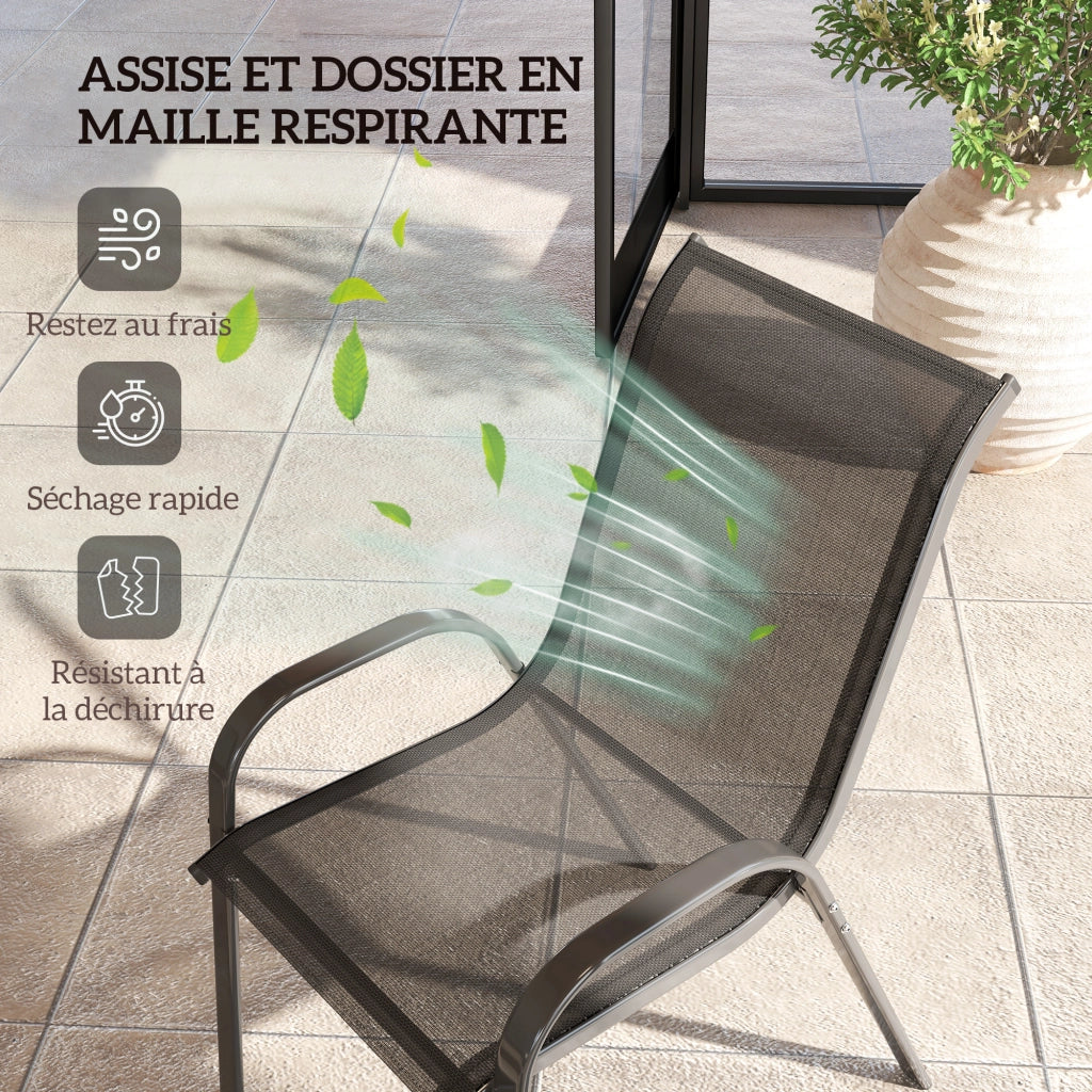 Sedia da giardino impilabile ¨C zephmum ¨C tessuto rete, struttura metallo, nero, 54x71x93 cm
