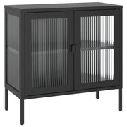 Buffet credenza cassettiera armadio mobile contenitore organizer per cucina soggiorno salotto 70 x 35 x 70 cm vetro e acciaio nero 02_0036107