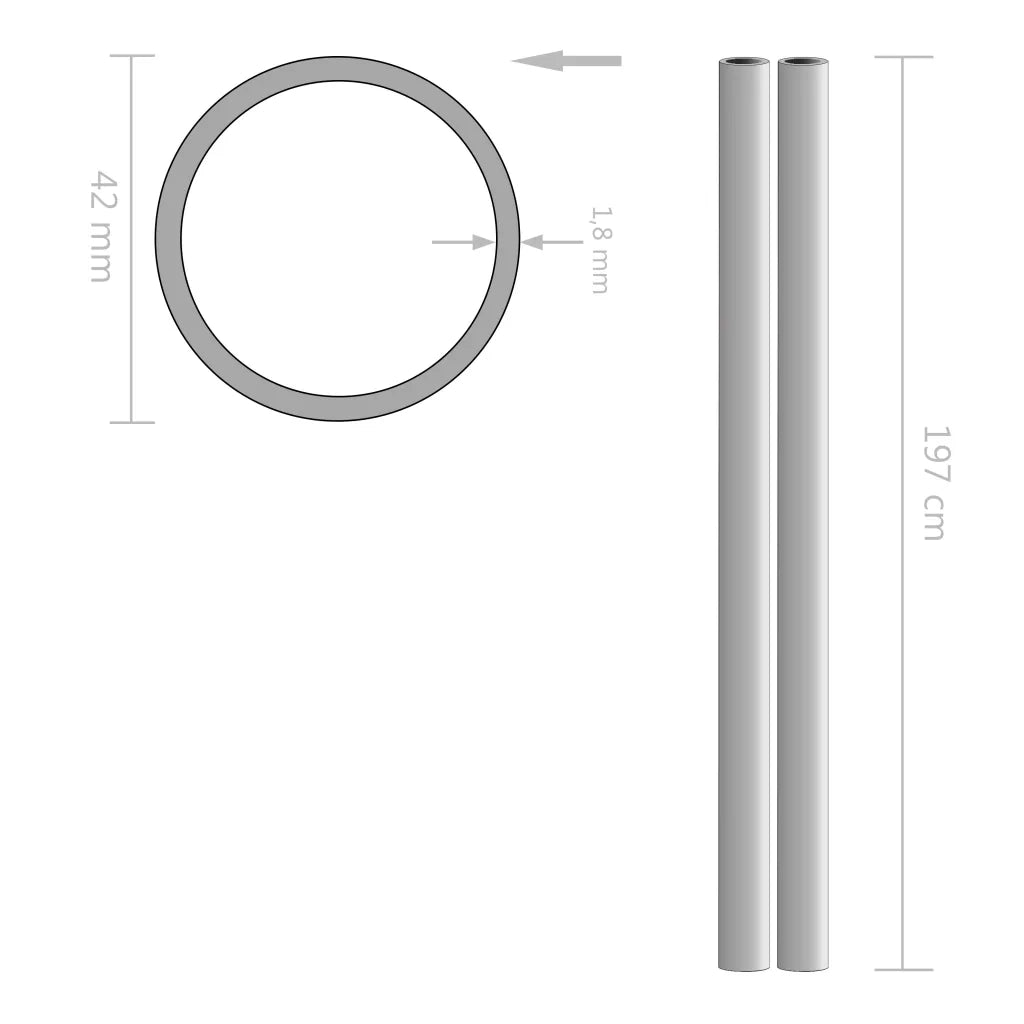 Tubi in Acciaio Inossidabile Rotondi 2 pz V2A 2m Ø42x1,8mm 143192