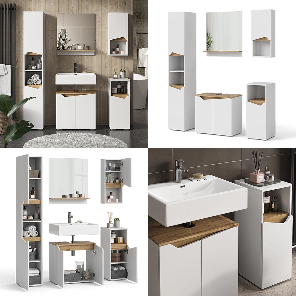 Vicco Set di mobili da bagno Bianco 5 parti
