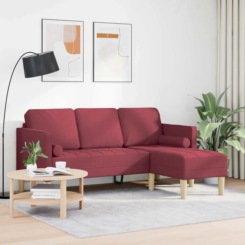 Set di Divano | Divano da soggiorno | Sofa con cuscino Rosso Vino Poliestere