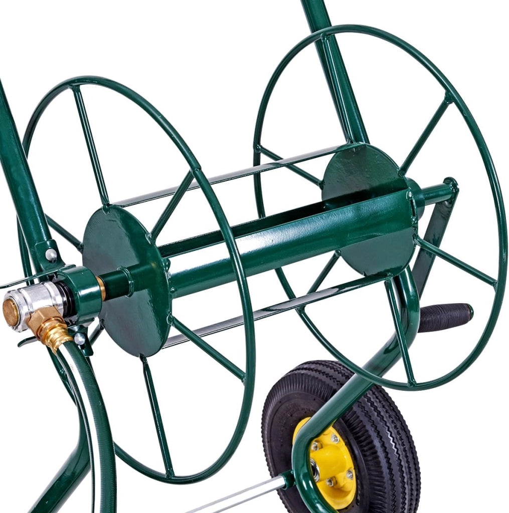 Carrello Avvolgitubo da Giardino, Avvolgitubo in Metallo con Manico e 2 Ruote Pneumatiche, per Tubi di 3/4", Fino 61 Metri, 71 x 53 x 96,5 cm, Verde