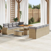 Set Divano da Giardino 11 pcs Beige Poly Rattan