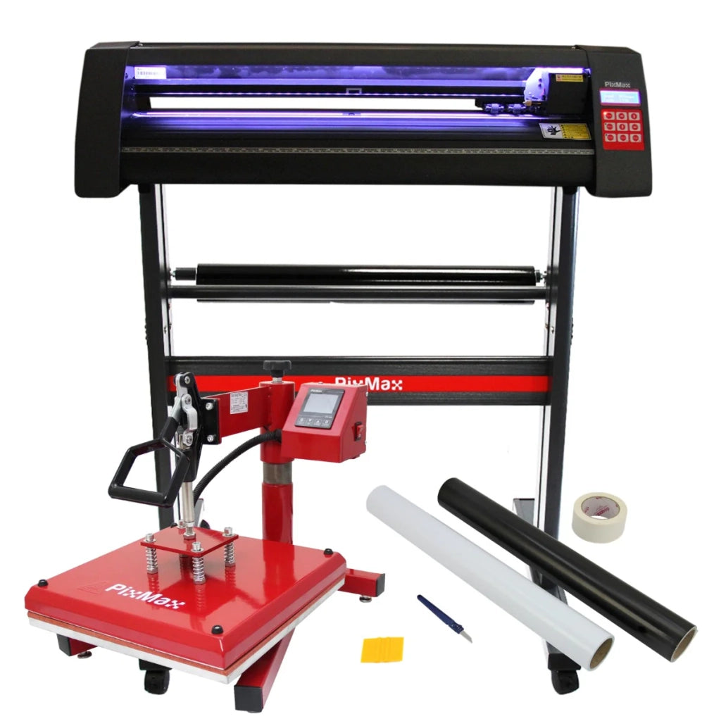 Plotter per Taglio Vinile Guida Laser Abbonamento 12 Mesi Software da Taglio - LED - 720mm & Termopressa per Sublimazione Basculante Pressa a Caldo - 38x38cm