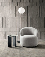 Tavolino Key - Tavolino moderno con top ceramica su vetro marmo bianco e struttura in metallo antracite - Stones