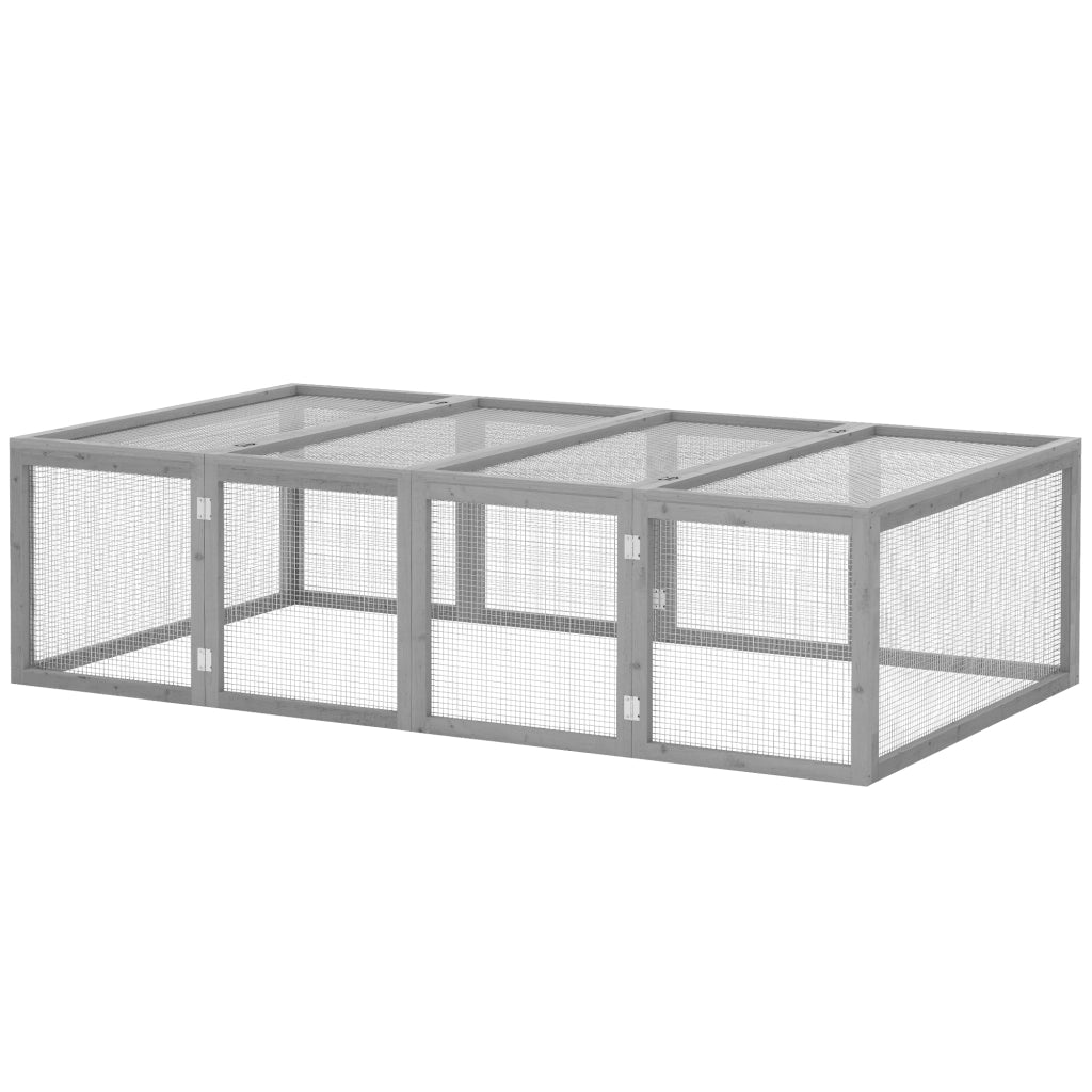 Gabbia per conigli da esterno ¨C zephmum ¨C in legno massello grigio 181x100x48 cm