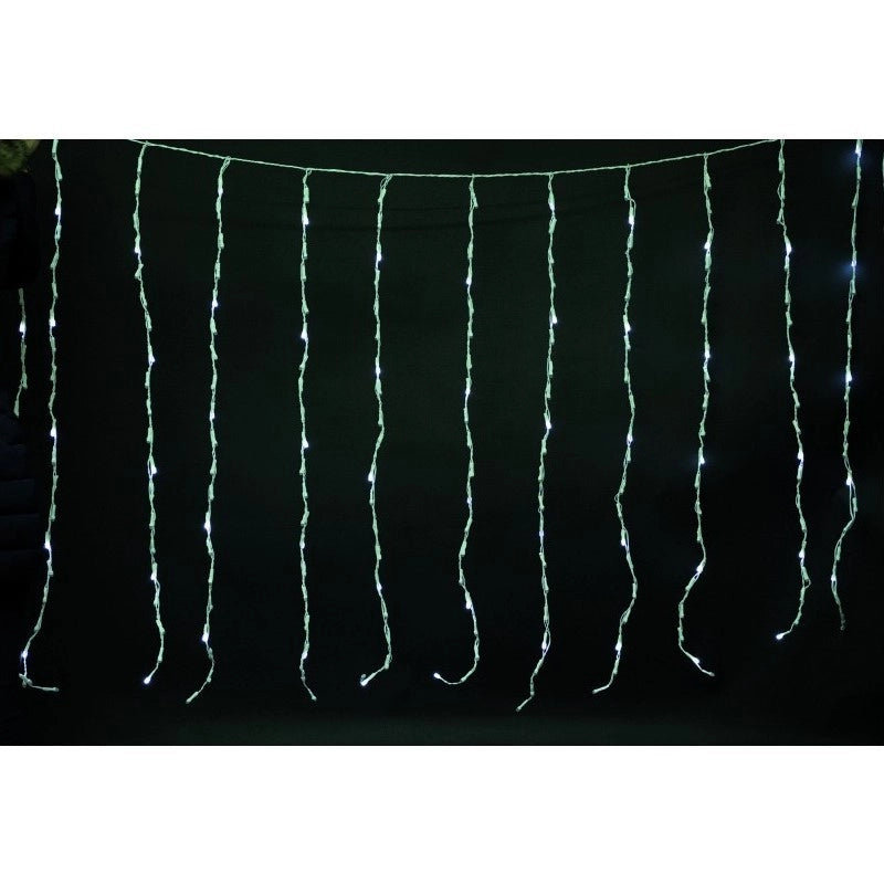 Tenda 144 LED Bianco Caldo effetto pioggia 300x 90 cm