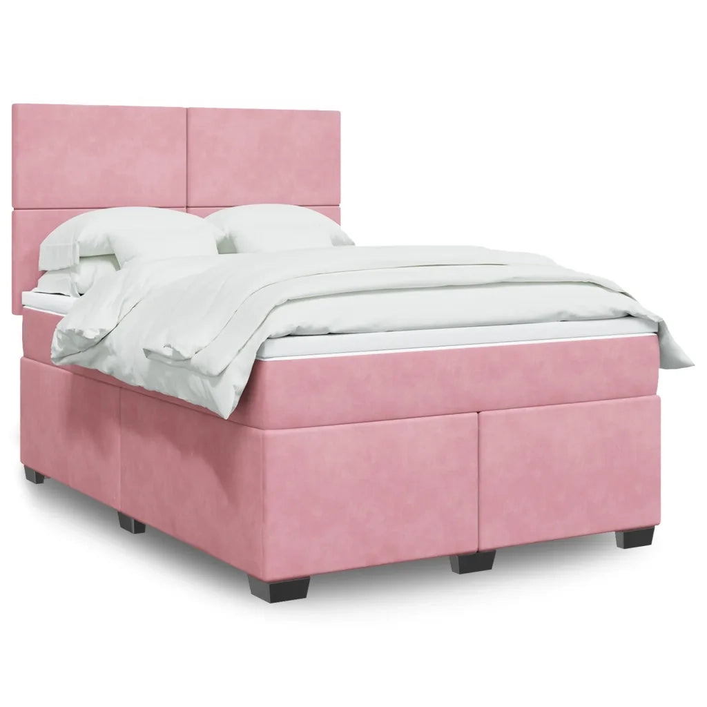 Giroletto a Molle con Materasso Rosa 160x200 cm in Velluto 3290953