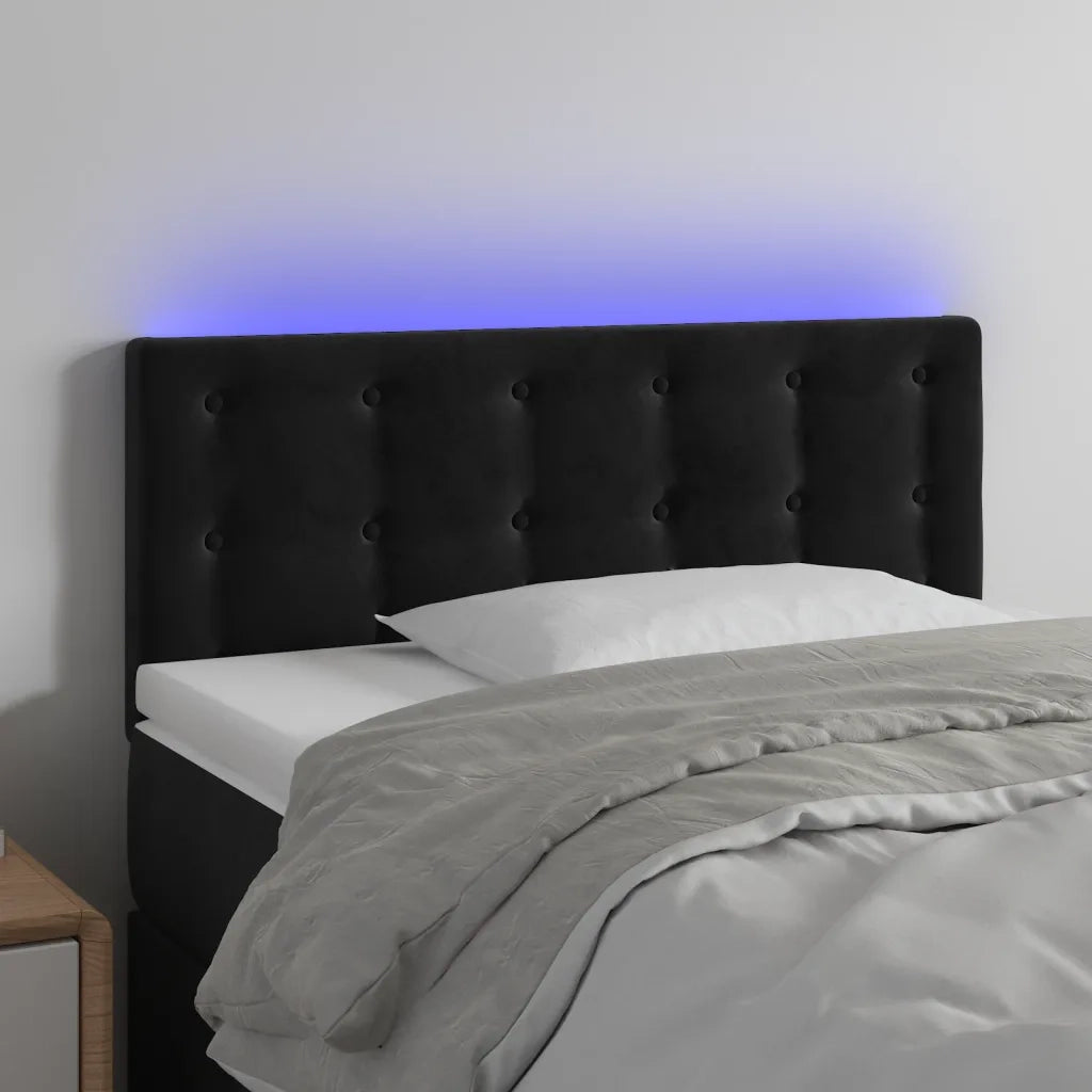 Testiera | Testata a LED Nera 80x5x78/88 cm in Velluto
