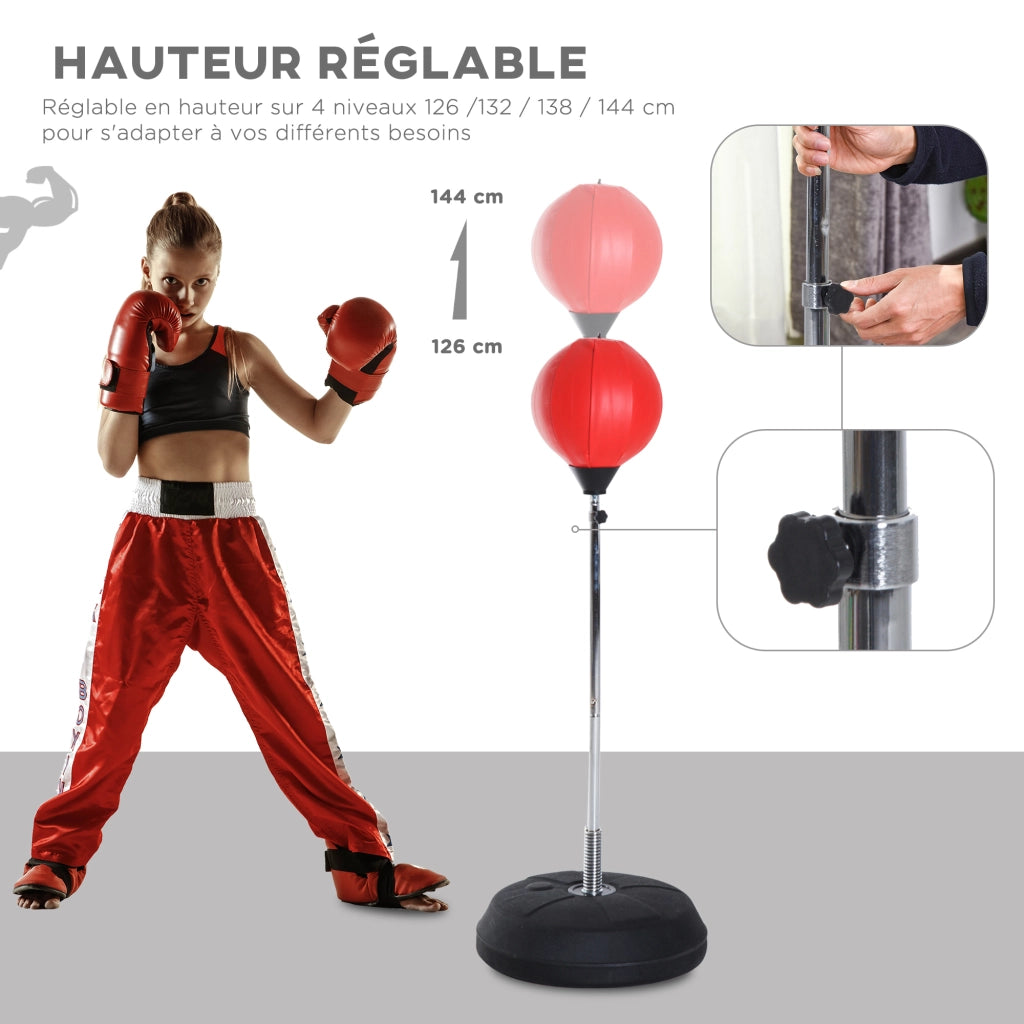 Sacco da Boxe Gonfiabile ¨C Xylo ¨C Altezza Regolabile 126-144 cm con Guanti e Pompa Rosso