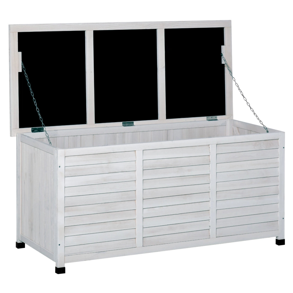 Cassapanca da Esterno in Legno di Abete con Coperchio ¨C zephmum ¨C Bianco 127x56x60 cm