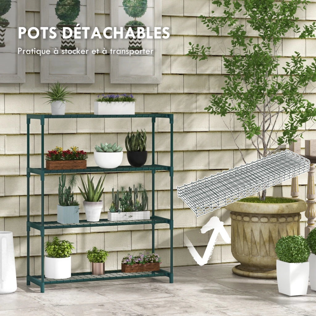Portapiante 4 livelli ¨C zephmum ¨C acciaio verde 89x28x107 cm
