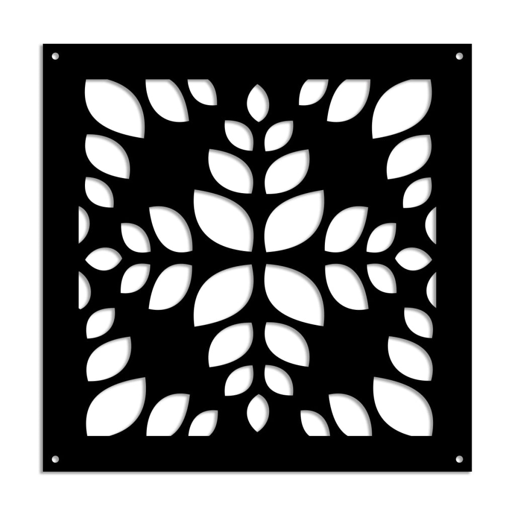 LEAVES - Pannello in PVC traforato - Parasole Colore: nero, Misura: 48x48 cm