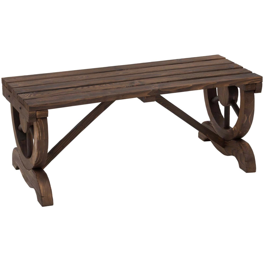 Panchina da giardino rustica in legno 98 x 50 x 39;5 cm; marrone