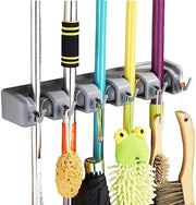 Supporto per scopa con 6 fessure e 5 ganci - Supporto per scopa per cucina giardino garage - riposo rastrello spazzola attrezzi.