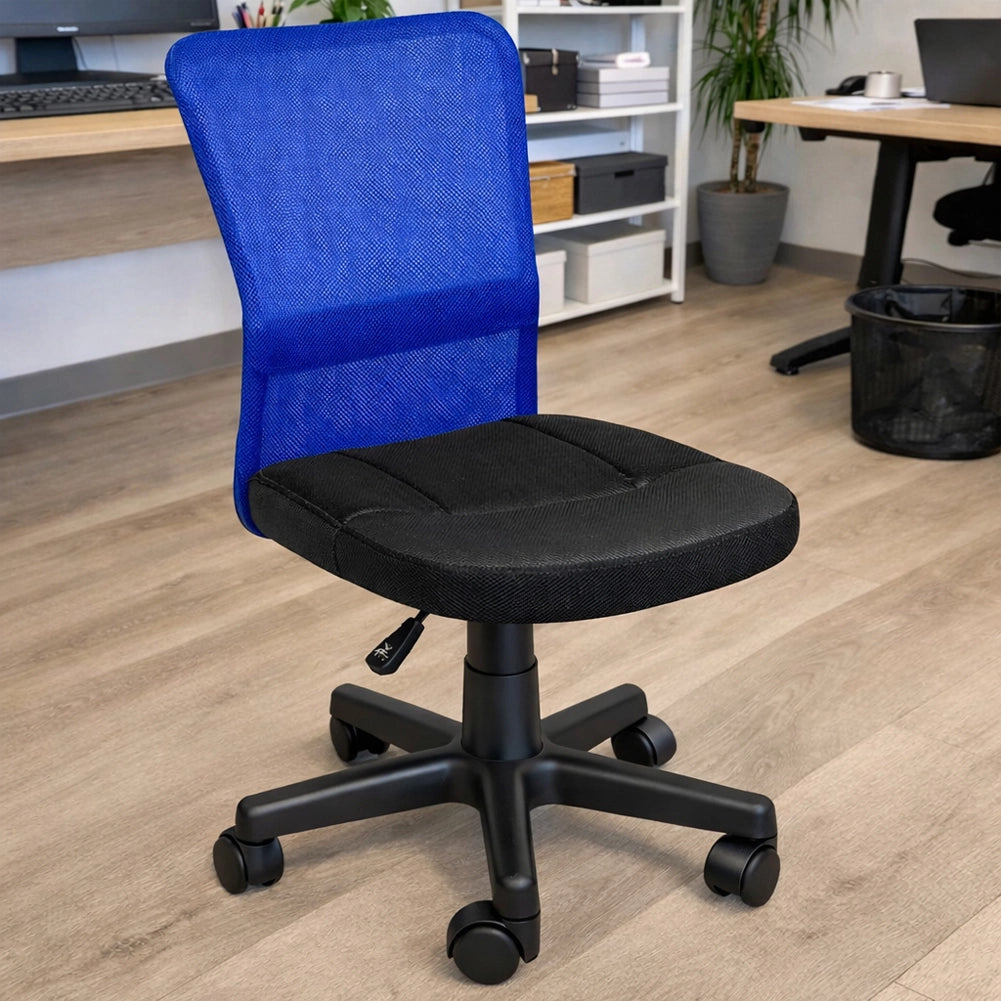 Sedia Scrivania Ufficio Cameretta Girevole Tessuto Rete Altezza Regolabile Blu