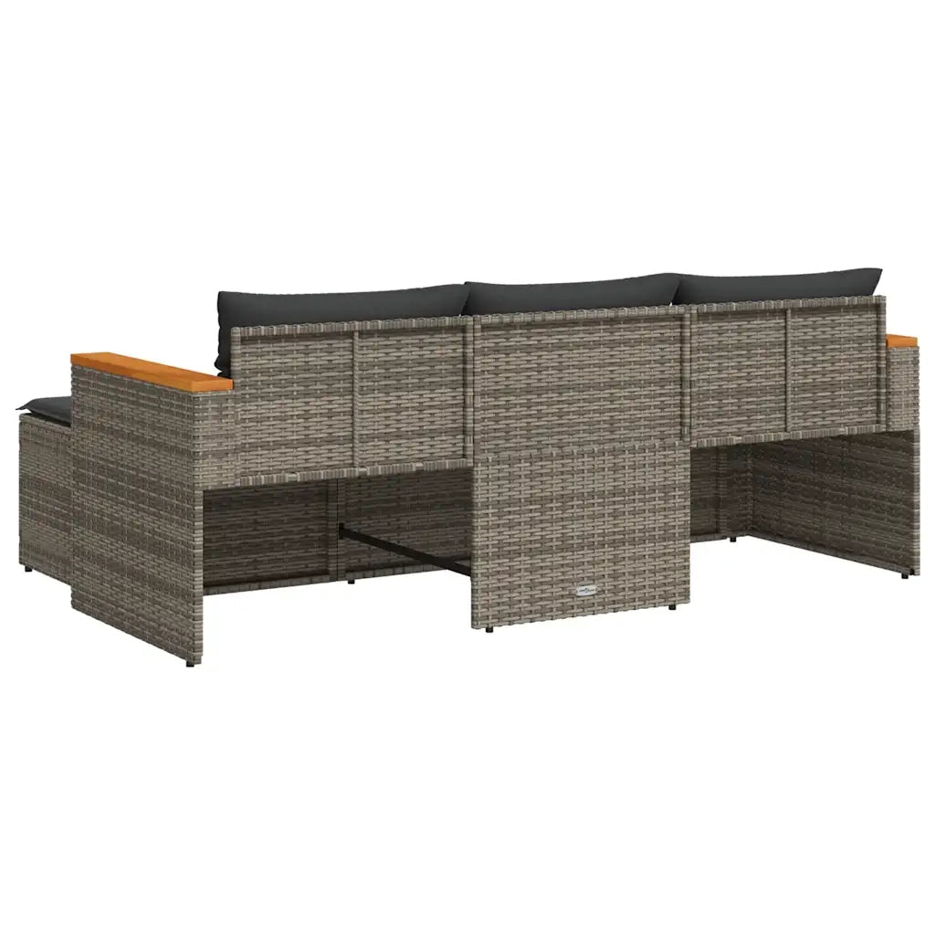 Set Divani da Giardino 3 pz con Cuscini Grigio in Polyrattan