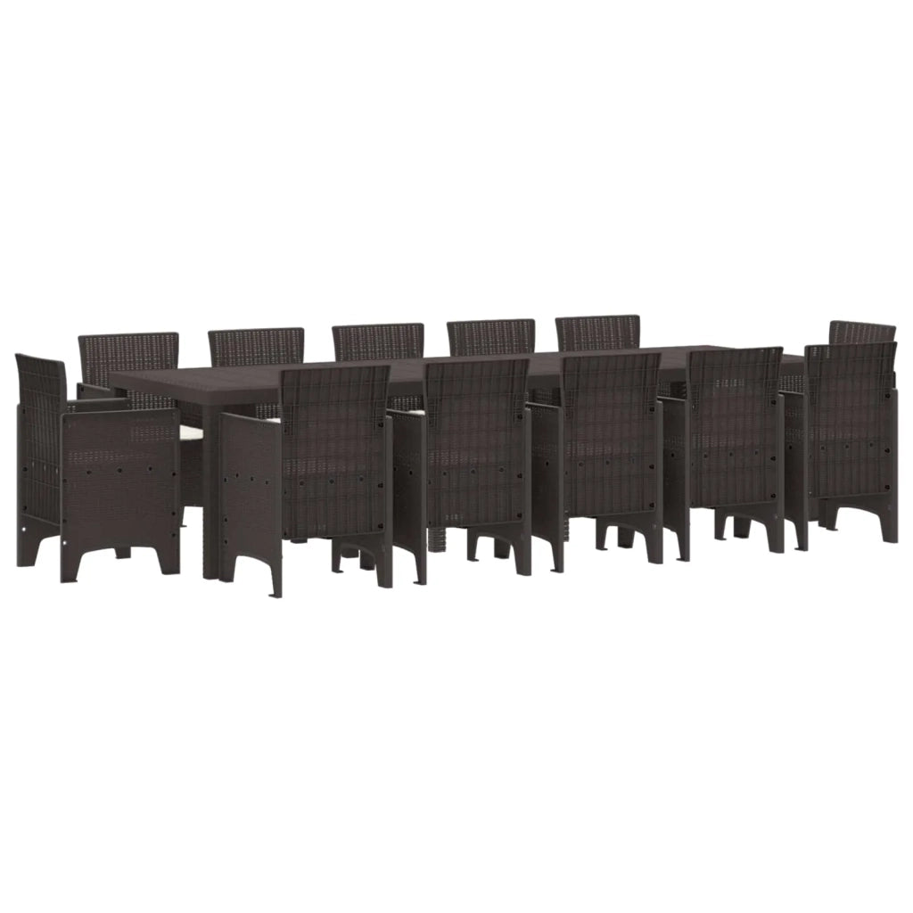 Set da Pranzo per Giardino con cuscino 13 pcs Marrone Rattan 3378621