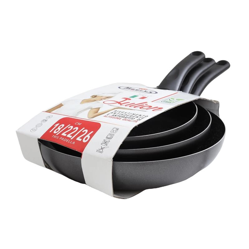 MA MAISON JULIEN SET TRIS DI PADELLE 18 + 22 + 26 CM ANTIADERENTI