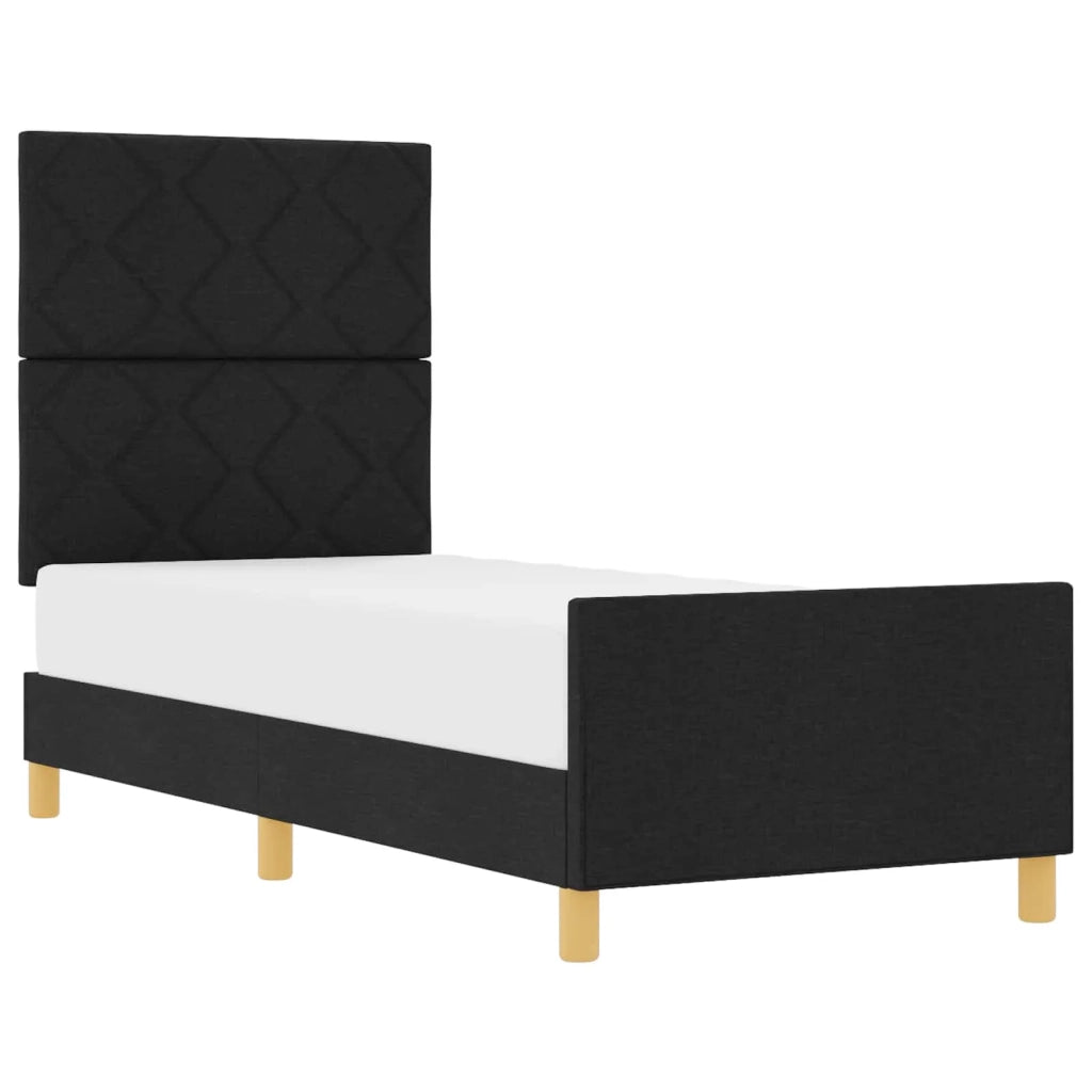 Struttura del letto con testiera-Giroletto Nero 80 x 200 cm Tessuto 230919