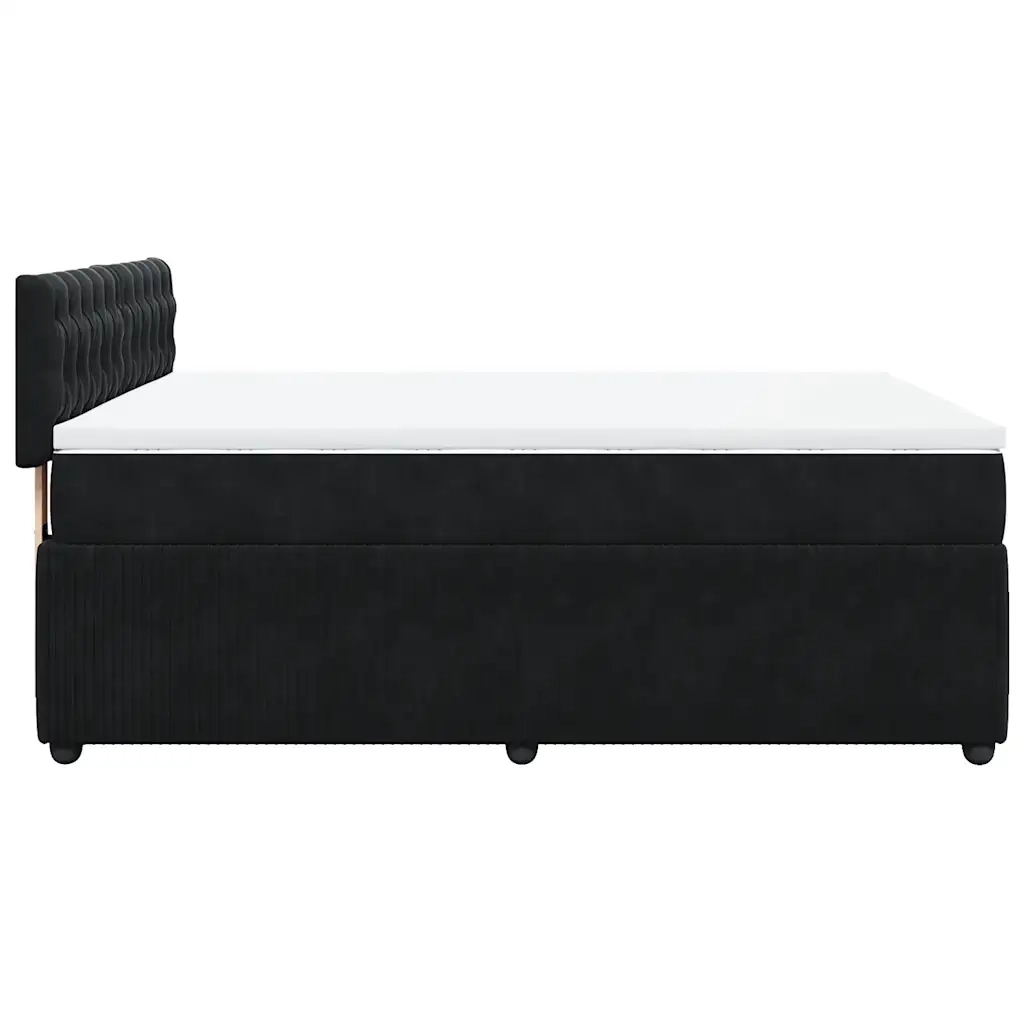 vidaXL Giroletto a Molle con Materasso Nero 160x200 cm in Velluto